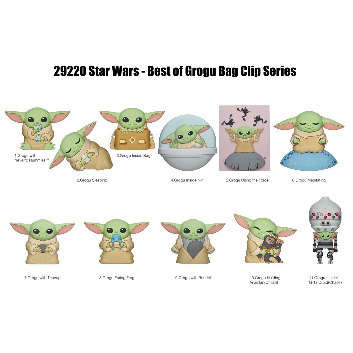 Star Wars: The Mandalorian Grogu 3D Foam Bag Clip Display Case of 24