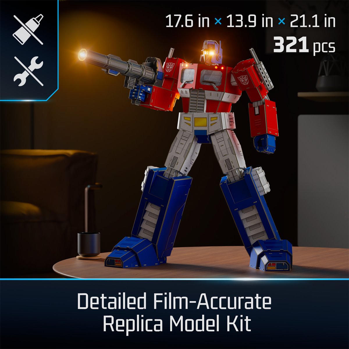 Transformers 4D Build Optimus Prime 3D Puzzle Model Kit with LED Lights