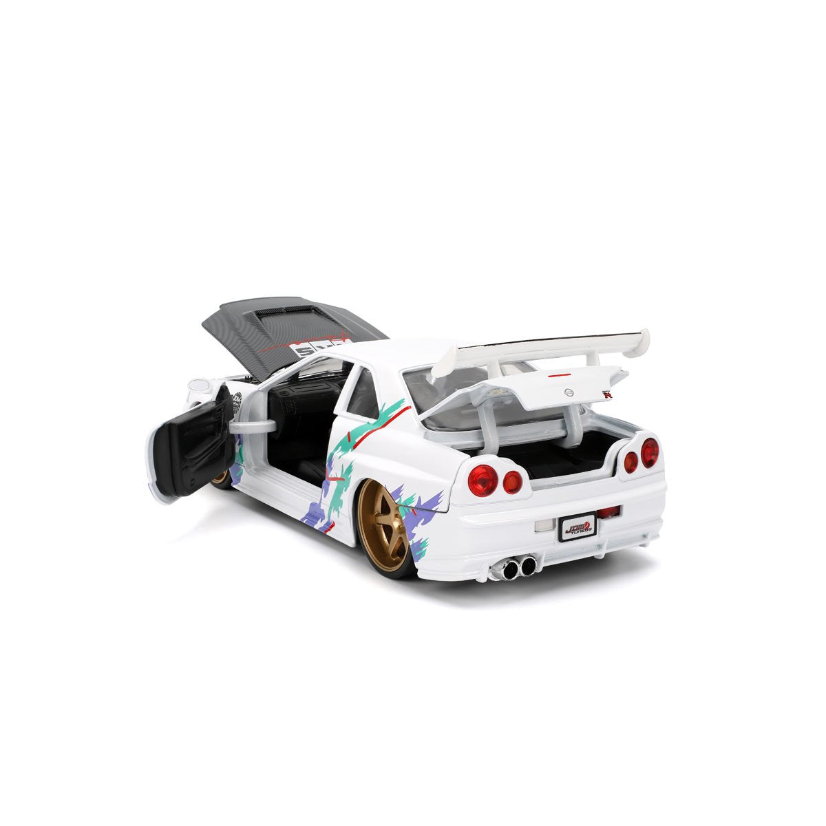 JDM Tuners 2002 Nissan Skyline GT-R R34 Glossy White 1:24 Scale Die-Cast Metal Vehicle