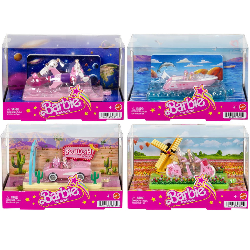Mini BarbieLand Barbie Movie Doll and Vehicle Playset Case of 4