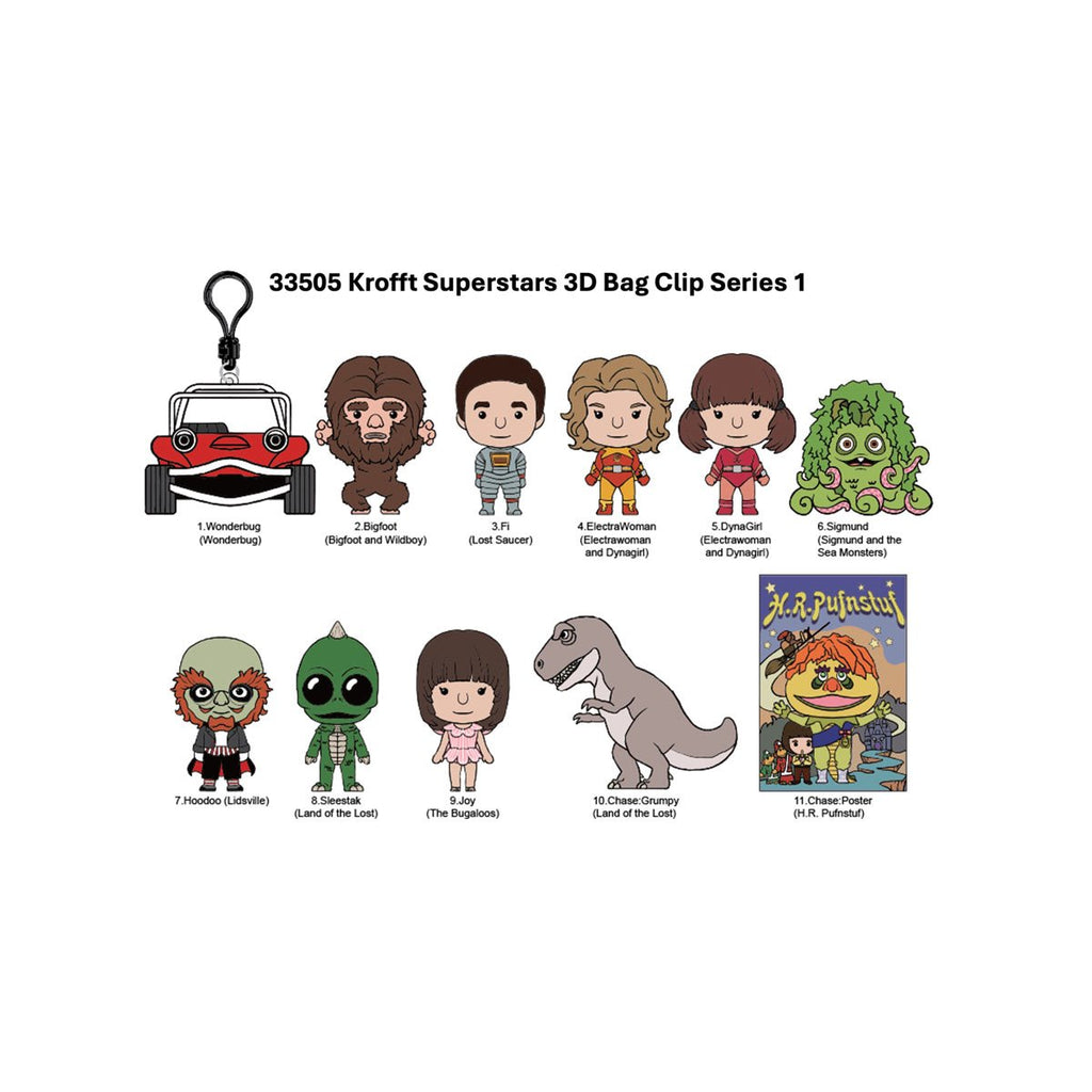 Sid & Marty Krofft Channel Series 1 3D Foam Bag Clip Display Case of 24
