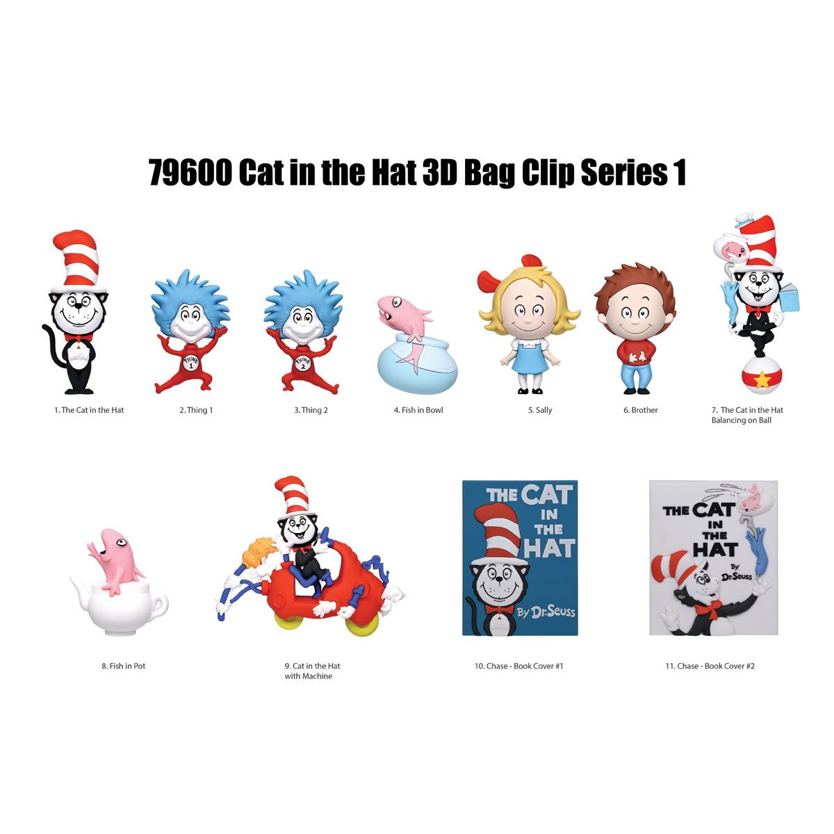 The Cat in the Hat 3D Foam Bag Clip Display Case of 24