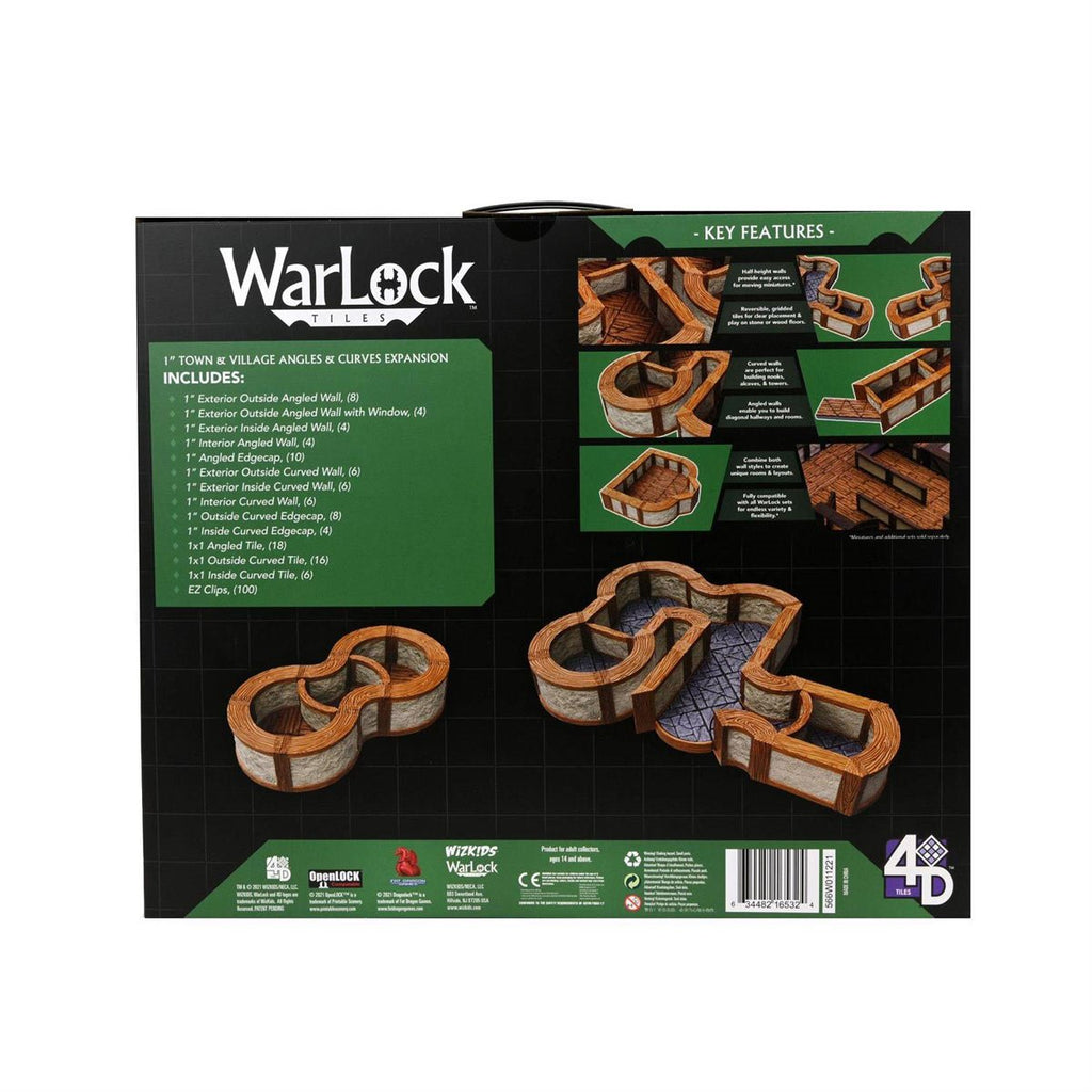 WarLock Tiles Expansion Pack 1-Inch Town and Village Angles and Curves Accessory Pack