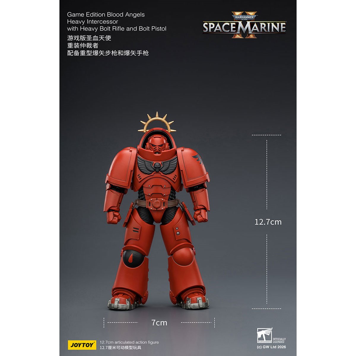 Joy Toy Warhammer 40K Space Marines Game Edition Blood Angels Heavy Intercessor Rifle & Pistol 1:18 Scale Action Figure