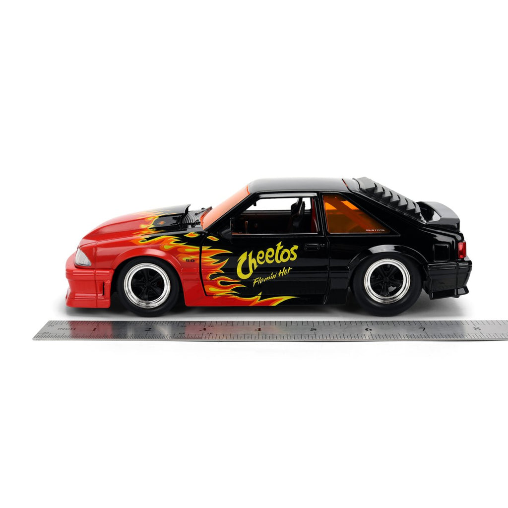 Hollywood Rides Cheetos Flamin' Hot 1989 Ford Mustang GT 1:24 Scale Die-Cast Metal Vehicle with Chester Cheetah Figure