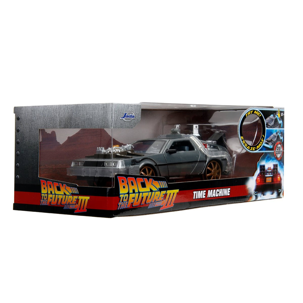Hollywood Rides Back to the Future III Time Machine Rail Wheels 1:24 Die-Cast Metal Vehicle