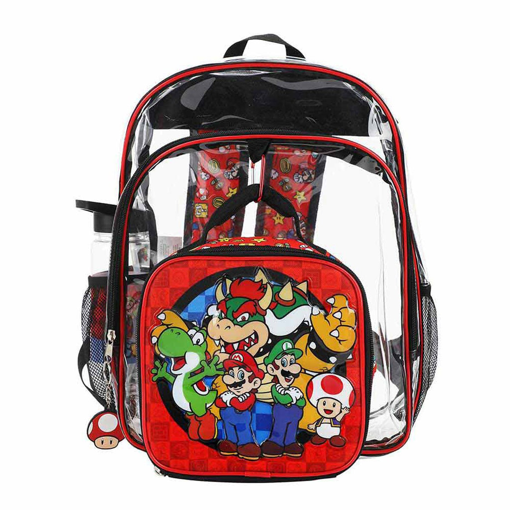 Super Mario Bros. Icons Clear Youth Backpack 5-Piece Set