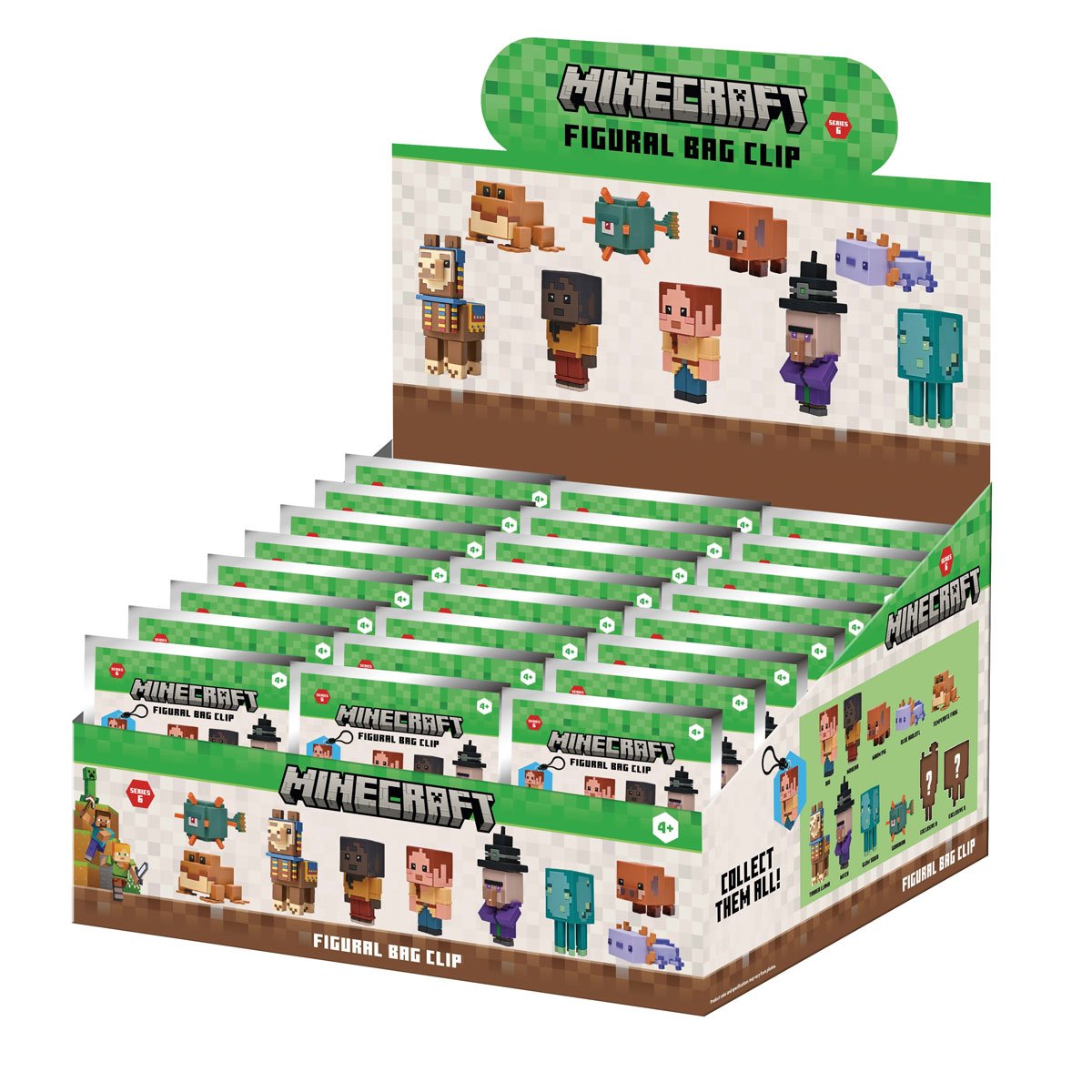 Minecraft Series 6 3D Foam Bag Clip Display Case of 24