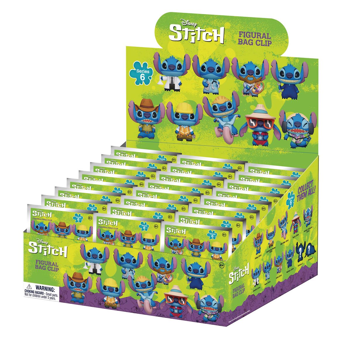 Lilo & Stitch Stitch Series 6 3D Foam Bag Clip Display Case of 24