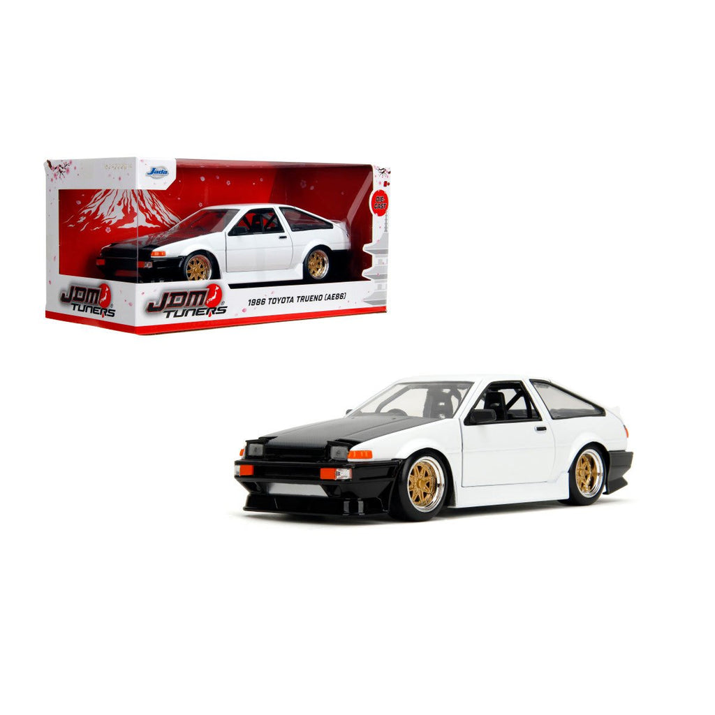 JDM Tuners 1986 AE86 Toyota Trueno White 1:24 Scale Die-Cast Metal Vehicle