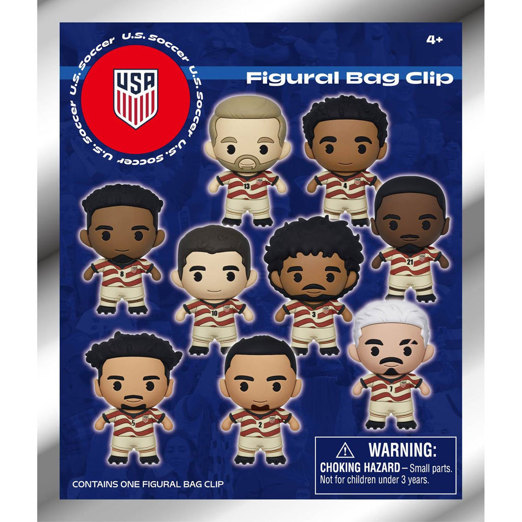 US Soccer Men's National Team 3D Foam Bag Clip Random 6-Pack