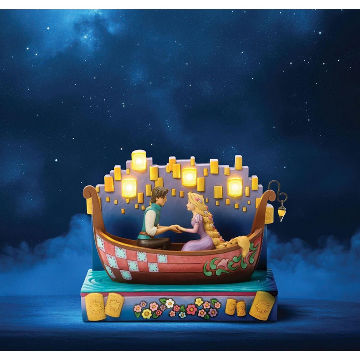 Disney Traditions Tangled Boat with LED Lanterns Statue