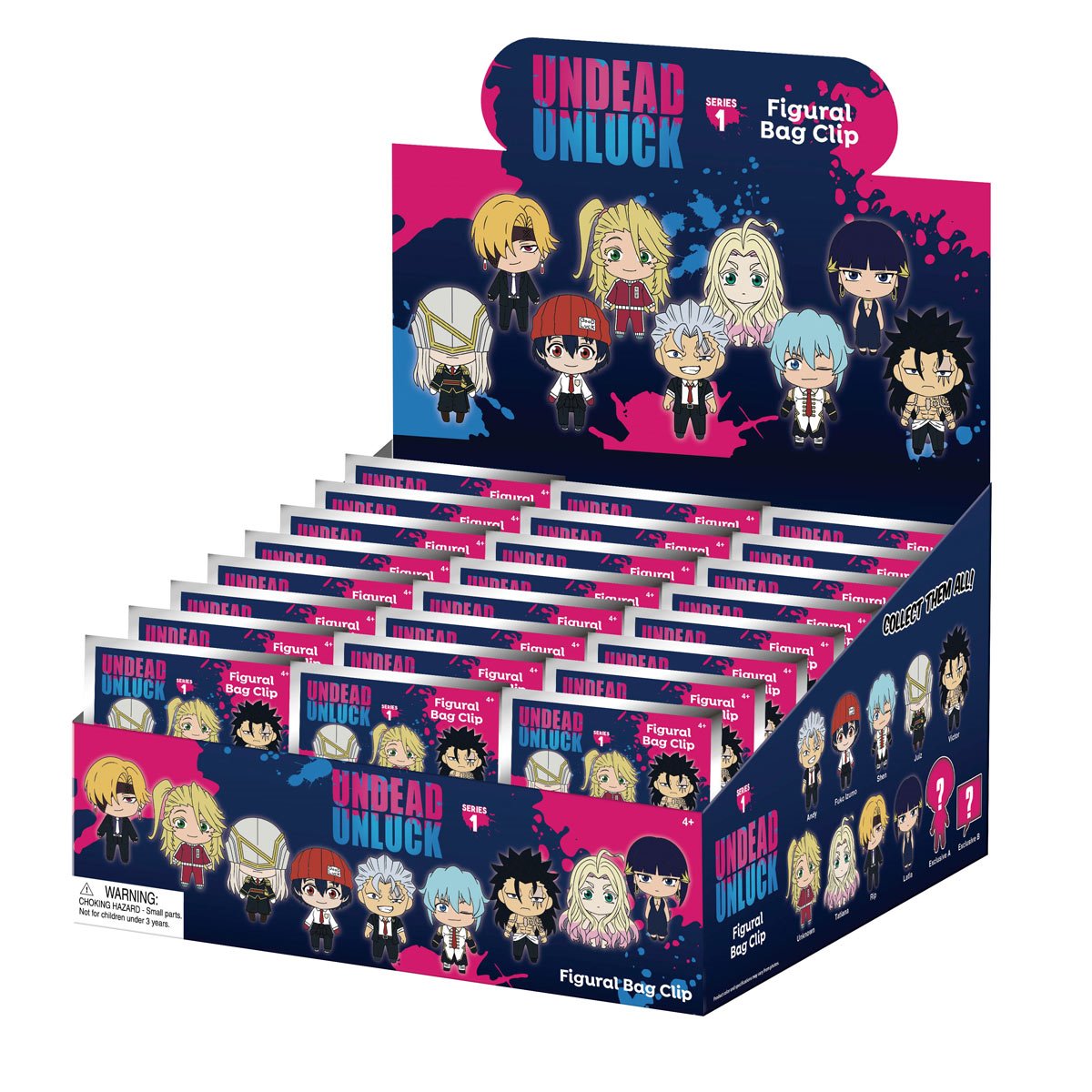 Undead Unluck 3D Foam Bag Clip Display Case of 24