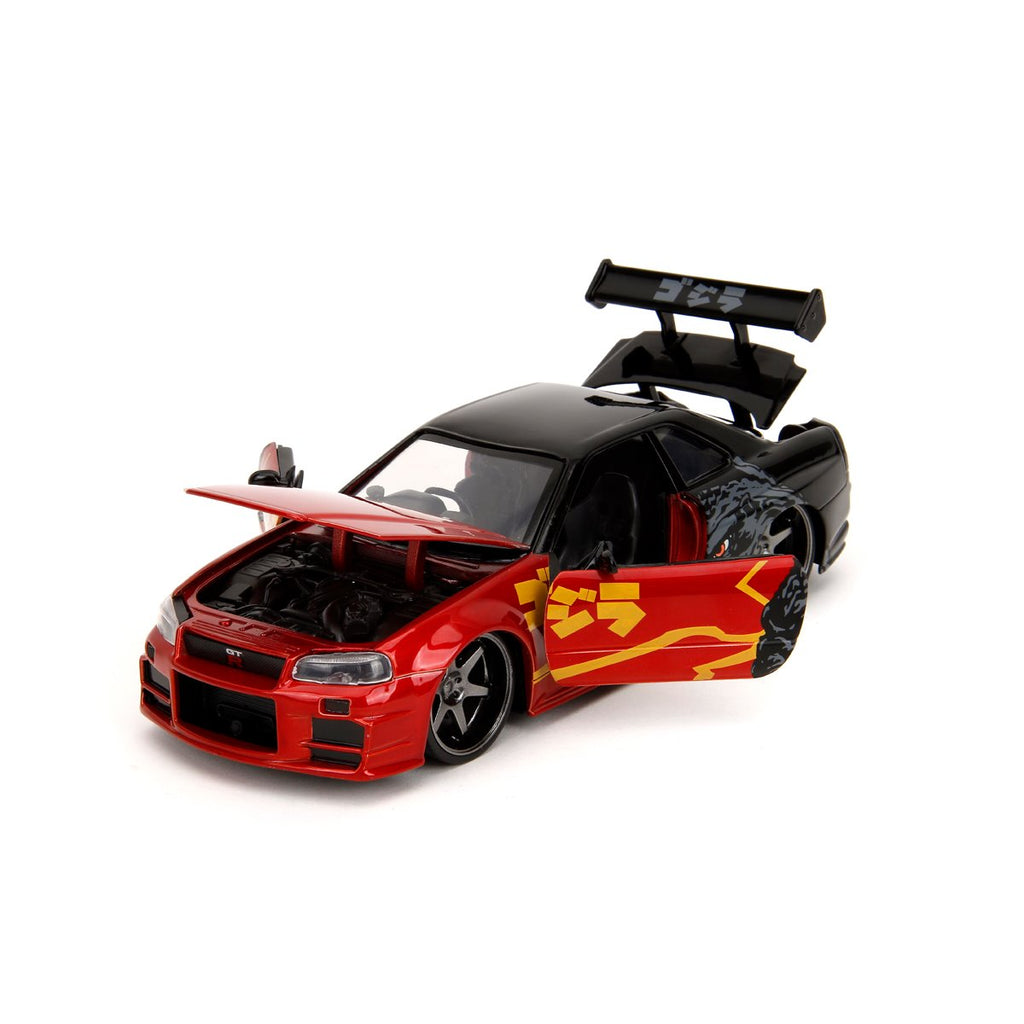 Hollywood Rides Godzilla 2002 Nissan Skyline GT-R R34 1:24 Scale Die-Cast Metal Vehicle