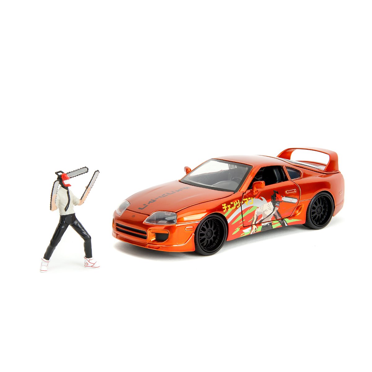 Hollywood Rides Chainsaw Man 1995 Toyota Supra 1:24 Scale Die-Cast Metal Vehicle with Chainsaw Man Figure