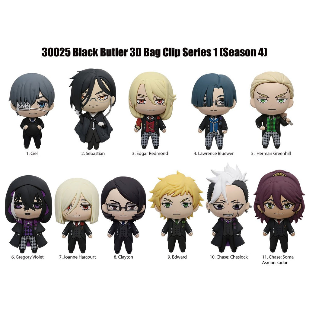 Black Butler 3D Foam Bag Clip Display Case of 24