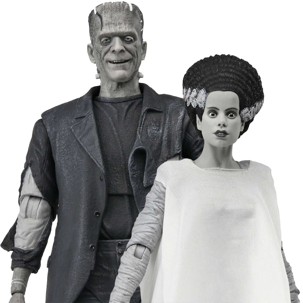Universal Monsters Bride of Frankenstein 90th Ann. The Monster & His Mate (B&W Version) 7-In Scale Action Figure 2-Pack