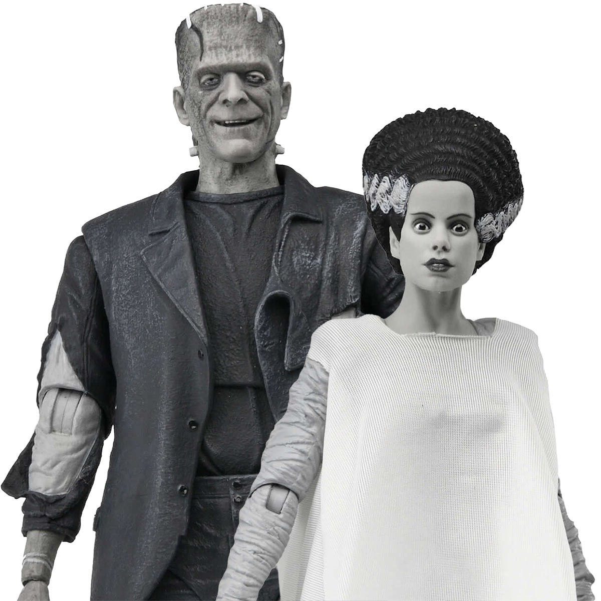 Universal Monsters Bride of Frankenstein 90th Ann. The Monster & His Mate (B&W Version) 7-In Scale Action Figure 2-Pack