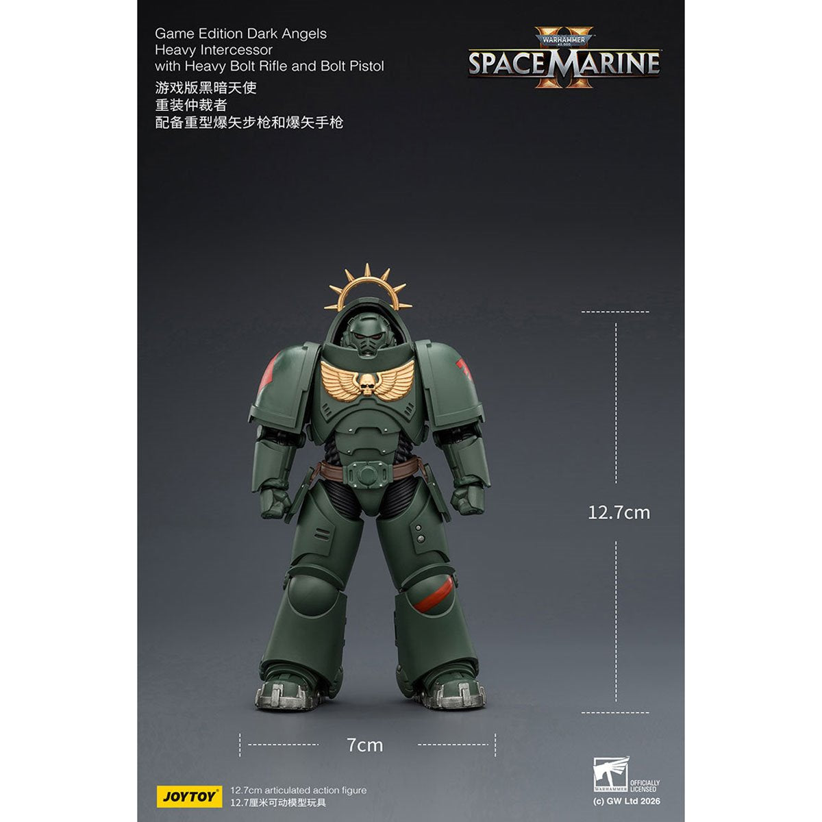 Joy Toy Warhammer 40K Space Marines Game Edition Dark Angels Heavy Intercessor Rifle & Pistol 1:18 Scale Action Figure