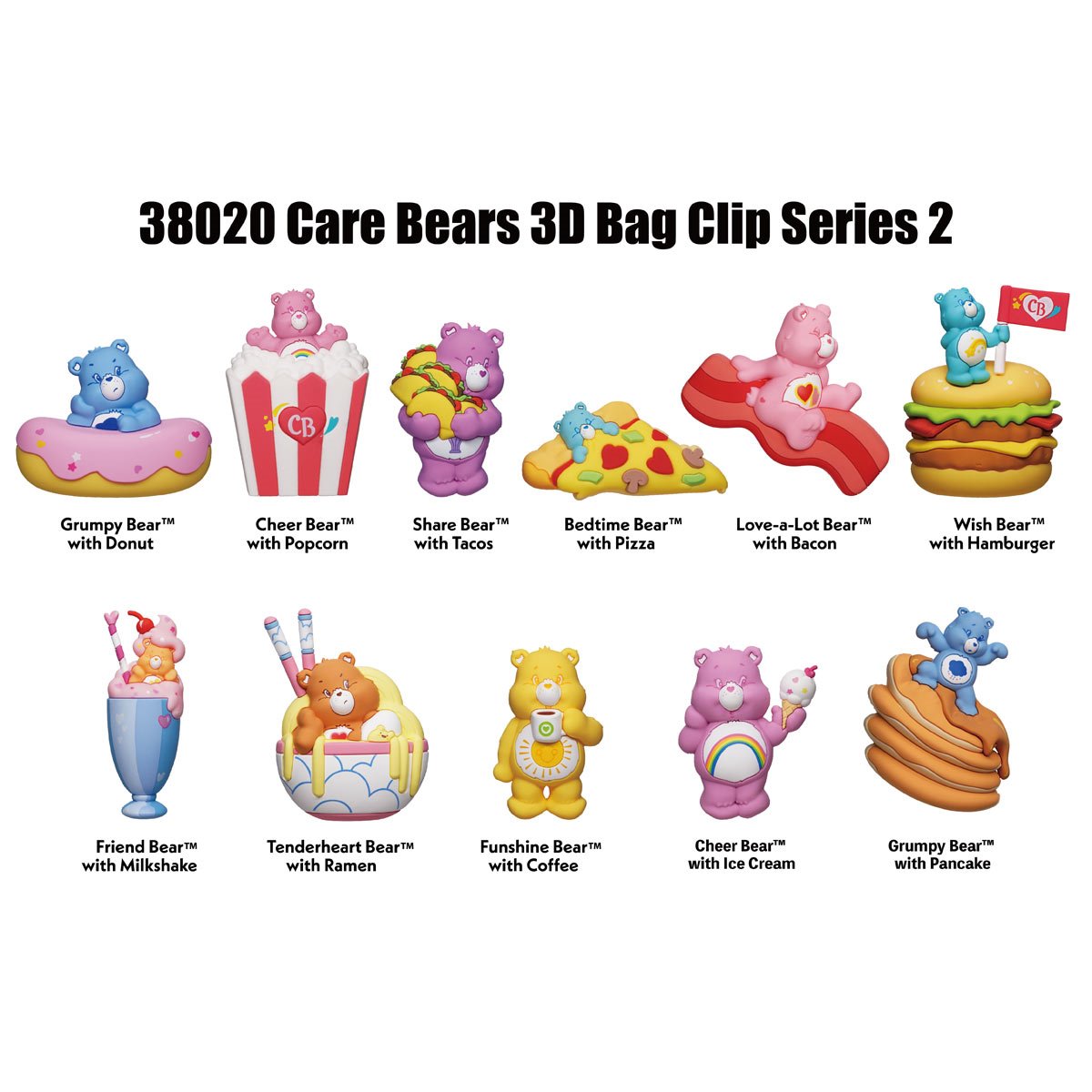 Care Bear Series 2 3D Foam Bag Clip Display Case of 24