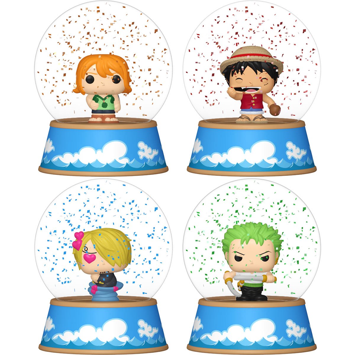One Piece Mini Glitter Globe Display Case of 12