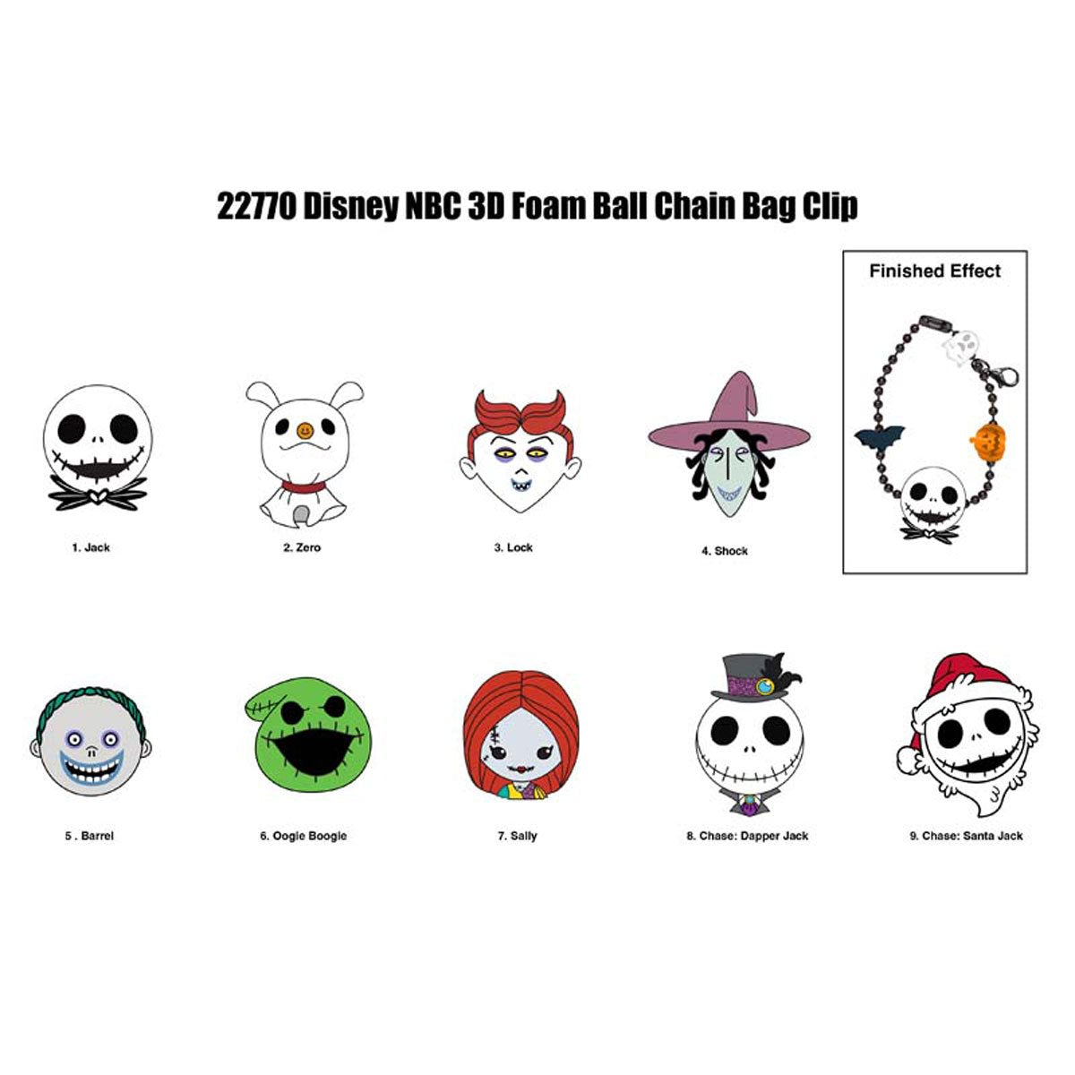 The Nightmare Before Christmas 3D FoamCharm Bag Clip Random 6-Pack