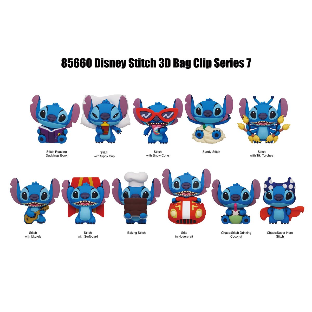 Lilo & Stitch Stitch Series 7 3D Foam Bag Clip Random 6-Pack