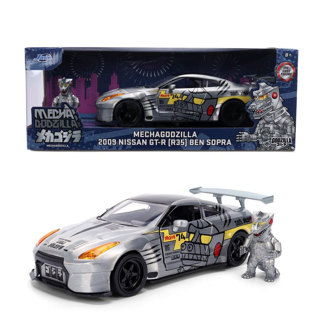 Godzilla 2009 Nissan GT-R R35 Ben Sopra 1:24 Scale Die-Cast Metal Vehicle with Mechagodzilla Figure
