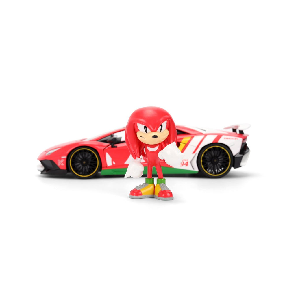 Hollywood Rides Sonic the Hedgehog Classic Lamborghini Aventador SV 1:24 Scale Die-Cast Metal Vehicle & Knuckles Figure