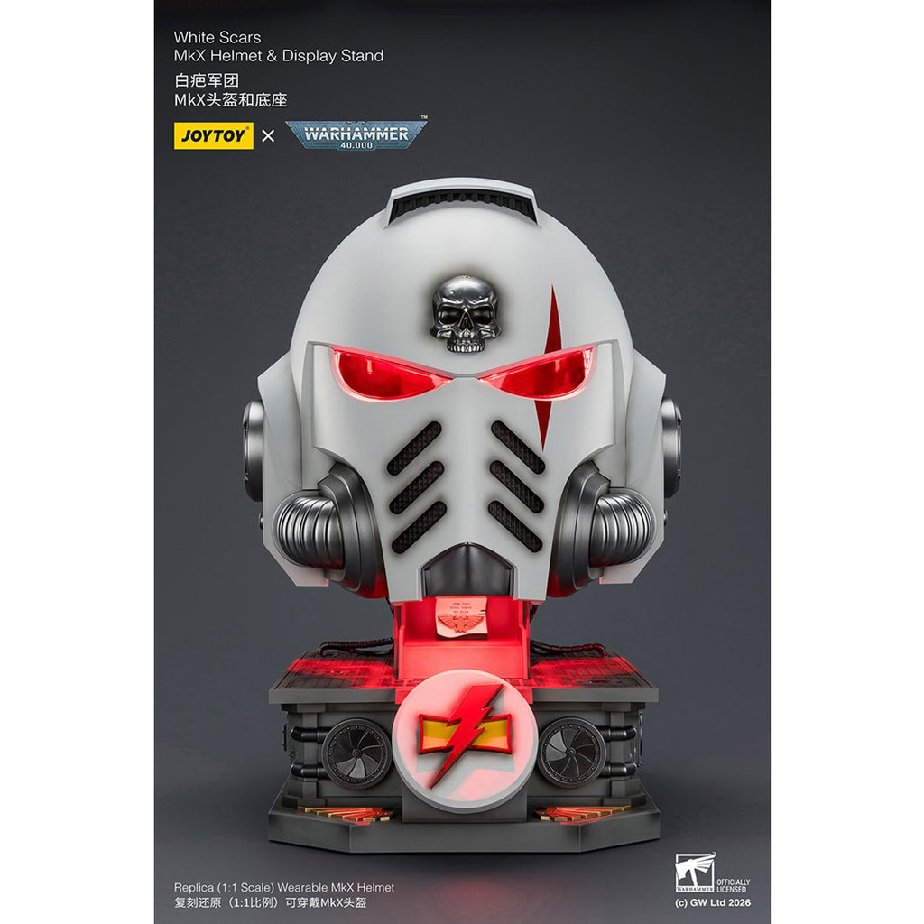 Joy Toy Warhammer 40,000 White Scars MKX 1:1 Scale Roleplay Helmet Prop Replica with Stand