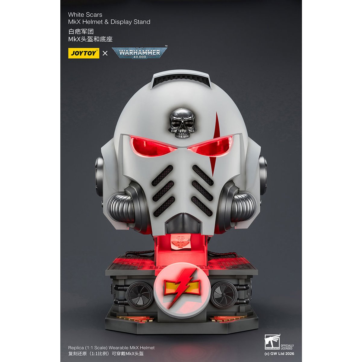 Joy Toy Warhammer 40,000 White Scars MKX 1:1 Scale Roleplay Helmet Prop Replica with Stand