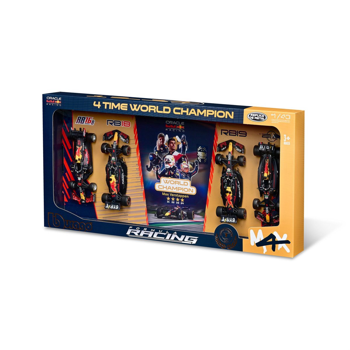 Formula 1 Oracle Red Bull 4-Time World Champion 1:43 Scale Die-Cast Metal Vehicle 4-Pack