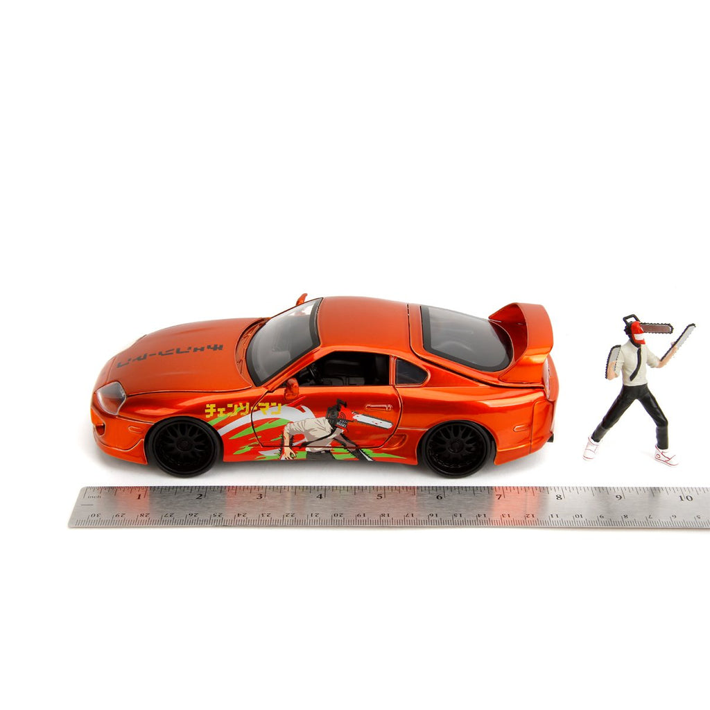 Hollywood Rides Chainsaw Man 1995 Toyota Supra 1:24 Scale Die-Cast Metal Vehicle with Chainsaw Man Figure