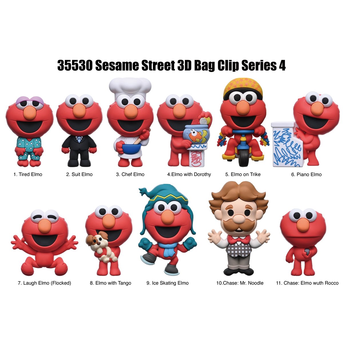 Sesame Street Series 4 3D Foam Bag Clip Display Case of 24