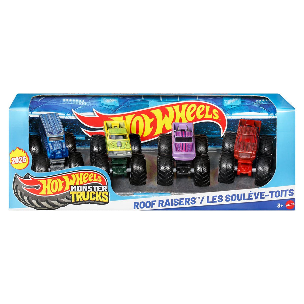 Hot Wheels Monster Trucks 1:64 Scale Vehicle 4-Pack 2026 Half n Half/High Riders Mix 2 Case of 6