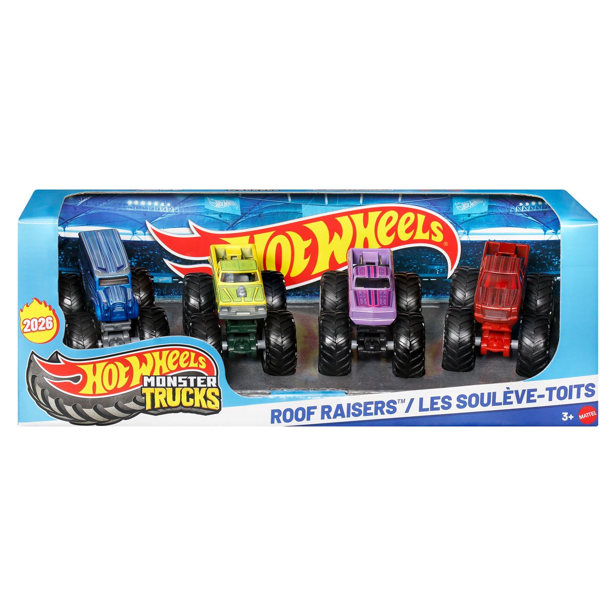 Hot Wheels Monster Trucks 1:64 Scale Vehicle 4-Pack 2026 Half n Half/High Riders Mix 2 Case of 6
