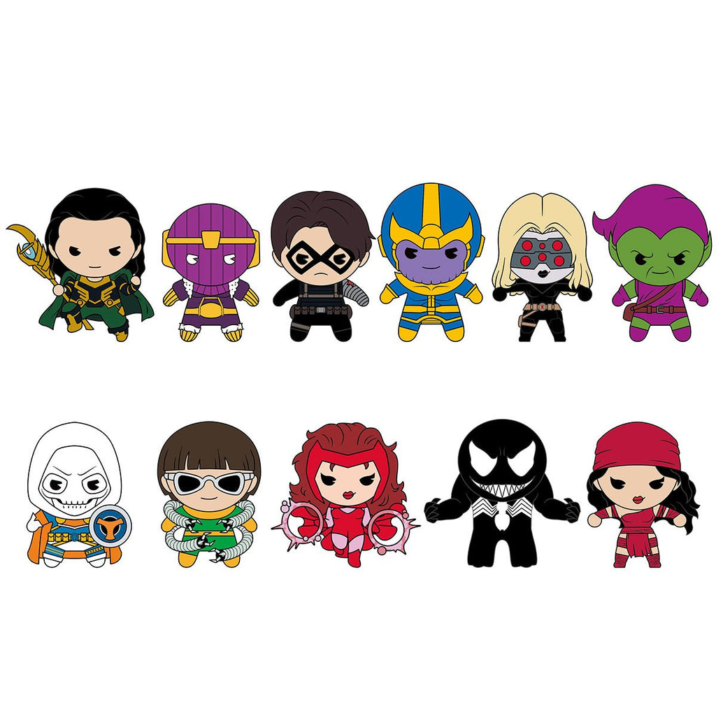 Marvel Villians 3D Foam Bag Clip Random 6-Pack
