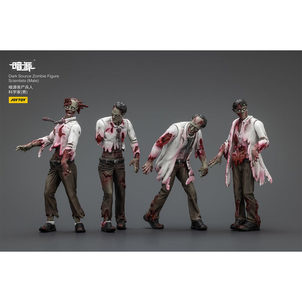 Joy Toy Dark Source Zombie Male Scientists 1:25 Scale Action Figure 4-Pack