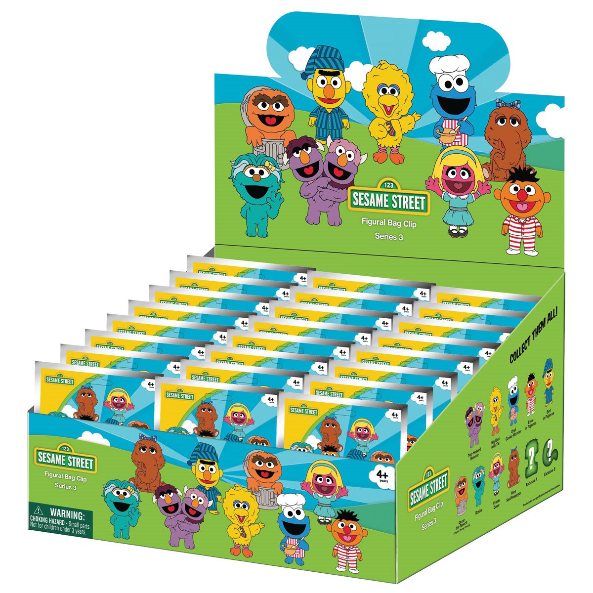 Sesame Street Series 3 3D Foam Bag Clip Display Case of 24