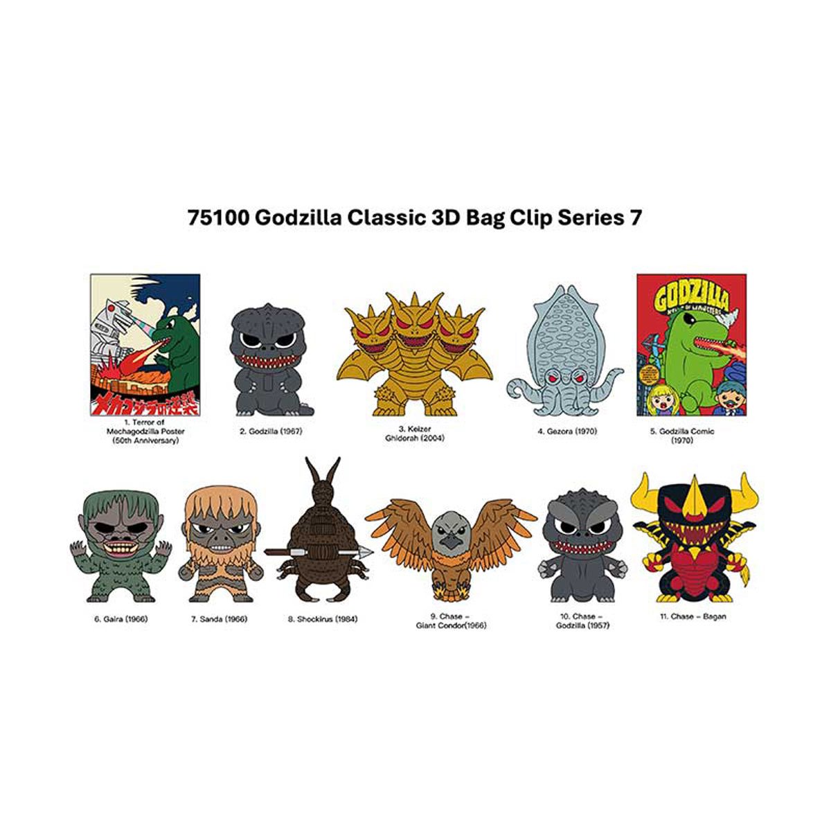Godzilla Series 7 3D Foam Bag Clip Display Case of 24