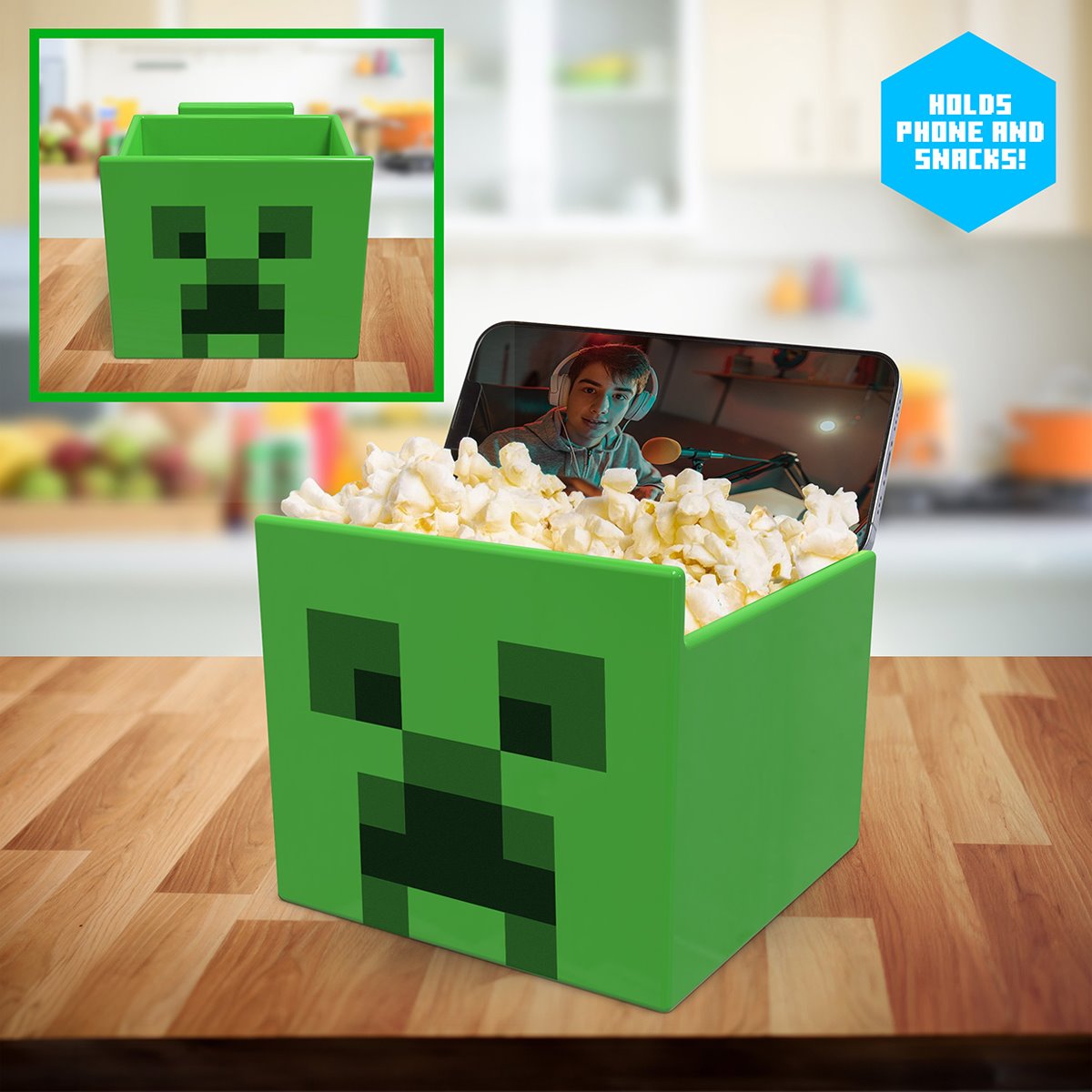 Minecraft Creeper Streaming Snack Bowl
