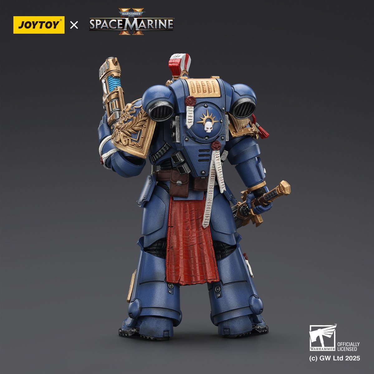 Joy Toy Warhammer Space Marine Ultramarine Relic Primus Armour Plasma Pistol and Combat Blade 1:18 Scale Action Figure