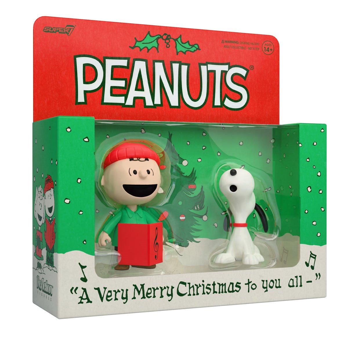 Peanuts Charlie Brown and Snoopy Caroling 3 3/4-Inch ReAction Figures
