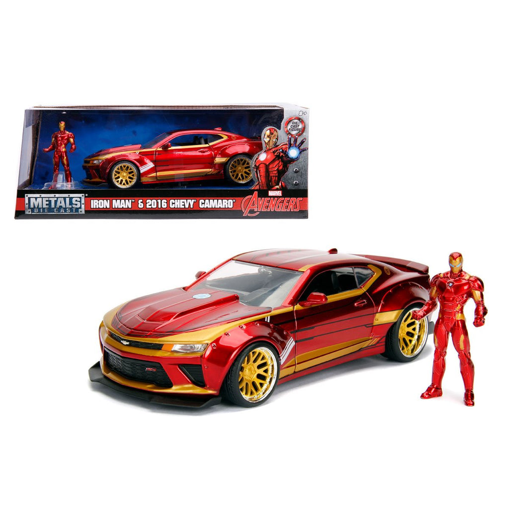 Iron Man Hollywood Rides 2016 Chevy Camaro 1:24 Scale Die-Cast Metal Vehicle with Figure