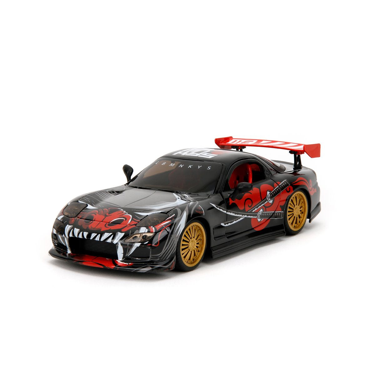 Hollywood Rides Lab Monkeys 1993 Mazda RX7 1:24 Scale Die-Cast Metal Vehicle with Saru Figure
