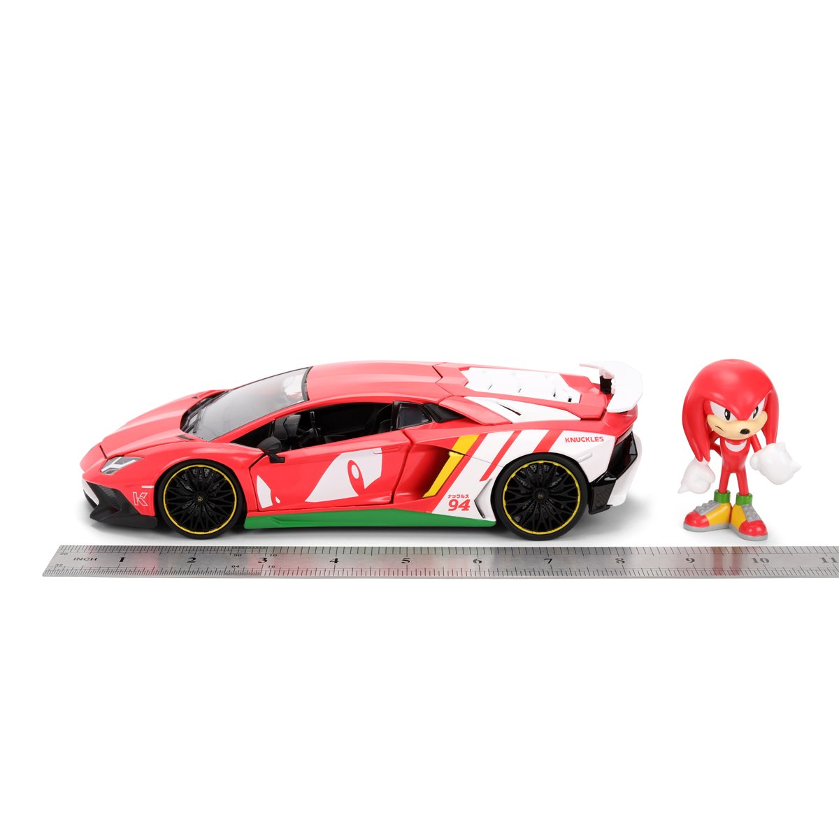 Hollywood Rides Sonic the Hedgehog Classic Lamborghini Aventador SV 1:24 Scale Die-Cast Metal Vehicle & Knuckles Figure