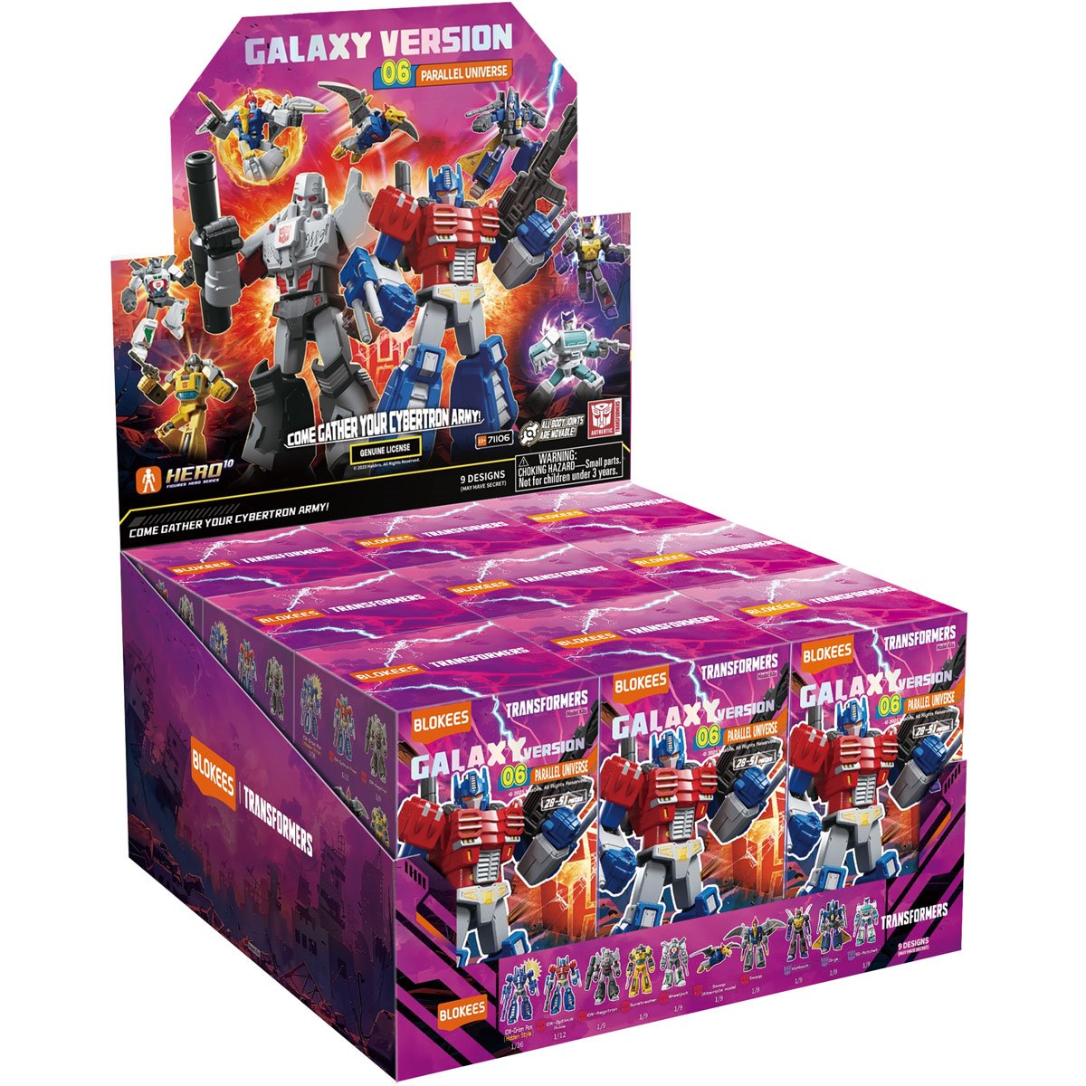 Transformers Galaxy GV06 Transformers Parallel Universe Blokees 4-Inch Blind Box Model Kit Case of 9