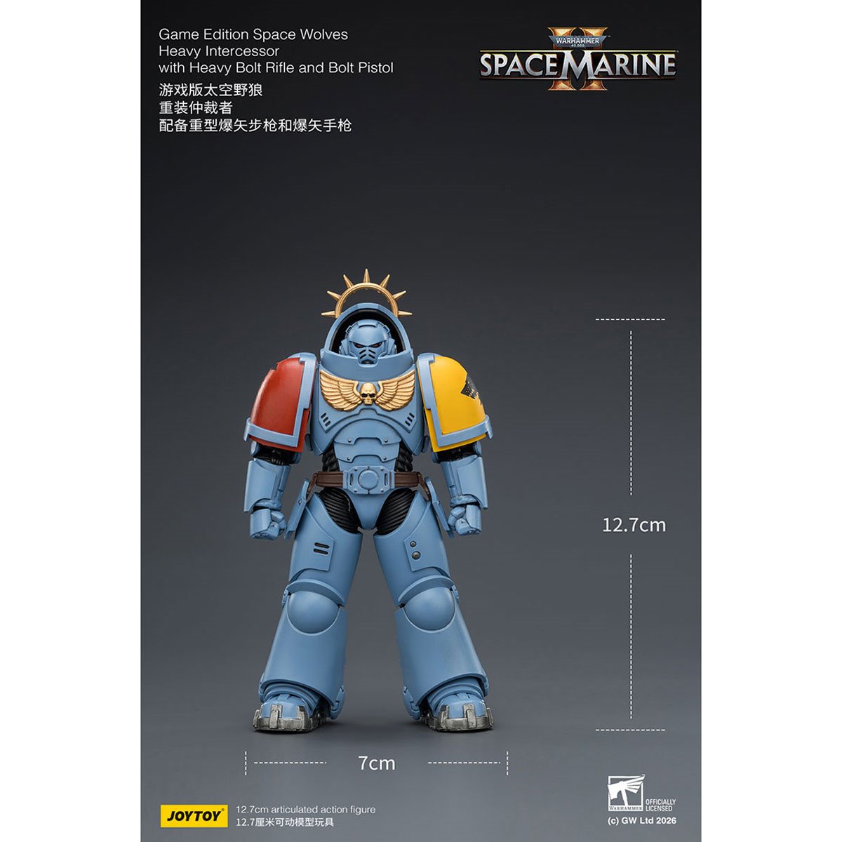 Joy Toy Warhammer 40,000 Space Marines Game Edition Space Wolves Intercessor Rifle & Pistol 1:18 Scale Action Figure
