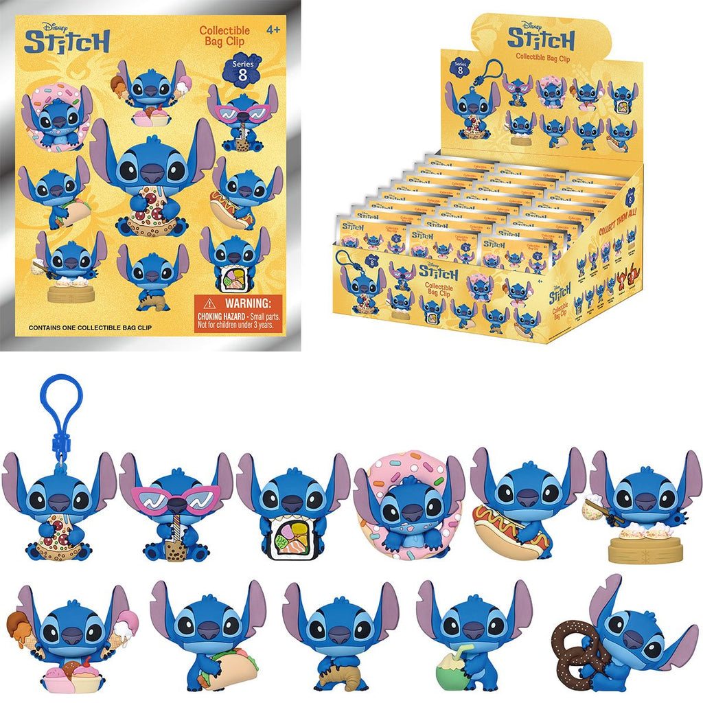 Lilo & Stitch Stitch Series 8 3D Foam Bag Clip Display Case of 24