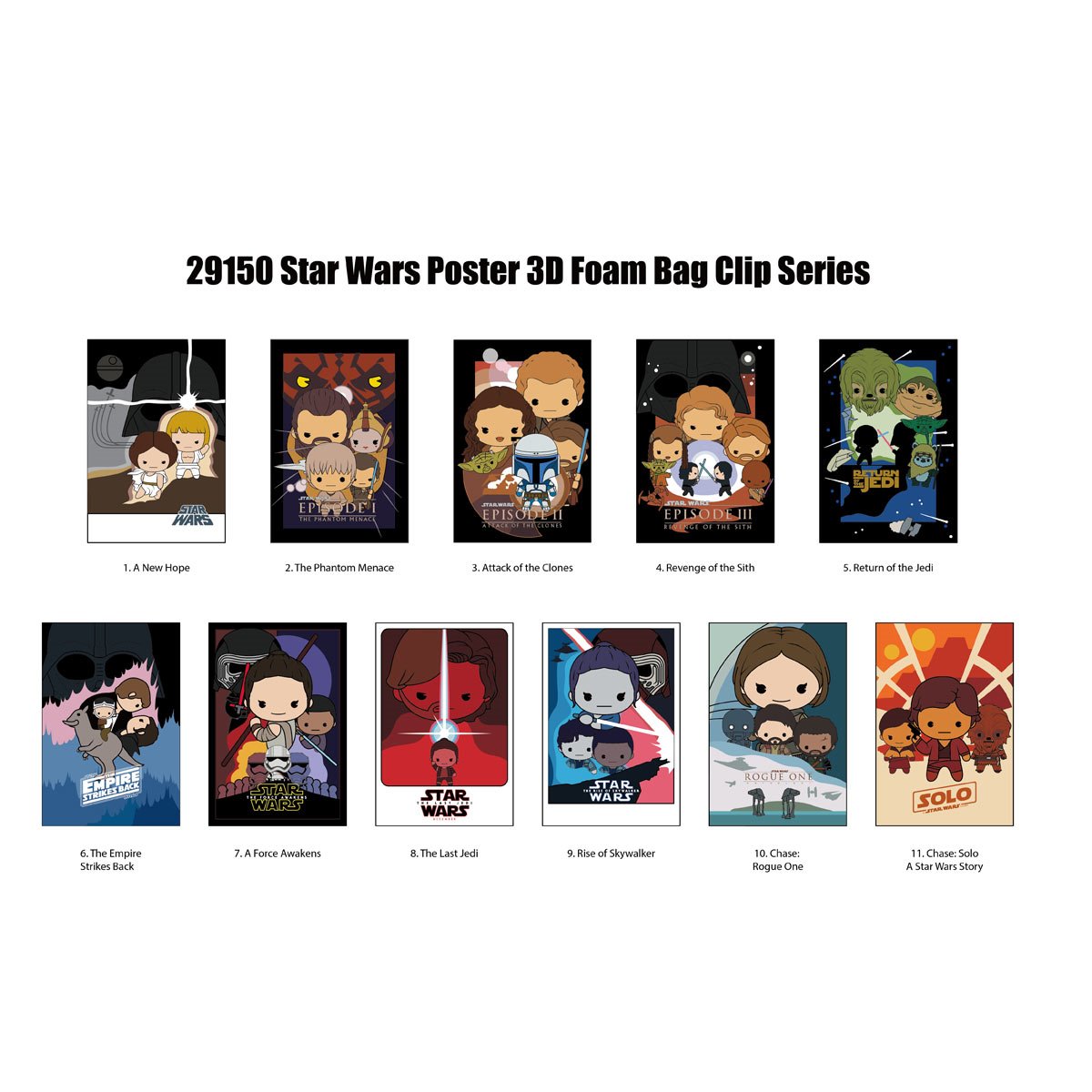 Star Wars Posters  3D Foam Bag Clip Random 6-Pack